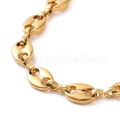 PVD-Vakuumbeschichtung 304 Edelstahl Kaffeebohnen-Kettenarmband für Männer und Frauen&nbsp;BJEW-E031-16G-01
