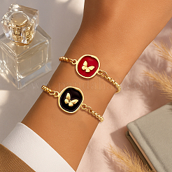 4 Stück 2 Farben Legierung Emaille Charms Armbänder&nbsp;BJEW-HY0001-14