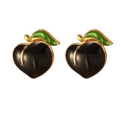 Boucles d'oreilles à tige en acier inoxydable 304 en forme de pêche émaillée&nbsp;EJEW-Z147-07G