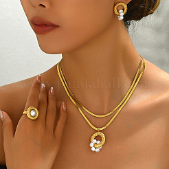 Edelstahlring-Ohrringe & Halsketten & Ringe-Sets für Frauen&nbsp;DQ8261