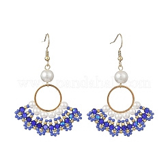 Boucles d'oreilles pendantes en perles de verre tressées&nbsp;EJEW-MZ00747-03
