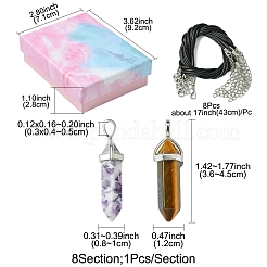 DIY-Sets zur Herstellung von Halsketten aus natürlichen und synthetischen Edelsteinen und gewachsten Kordeln&nbsp;DIY-FS0008-04B