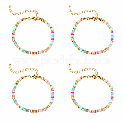 Conjuntos de pulseras bohemias de cuentas heishi de concha natural teñida&nbsp;MF5991-1