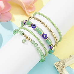 Ensemble de bracelets extensibles en verre et au chalumeau 5pcs 5 styles&nbsp;BJEW-JB09619-04