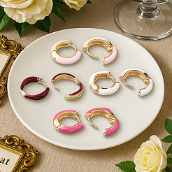 4 paire de boucles d'oreilles créoles en alliage émaillé bicolore pour femmes&nbsp;EJEW-HY0001-23B