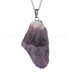 Collane con ciondolo di ametista grezza grezza&nbsp;NJEW-JN04637-01