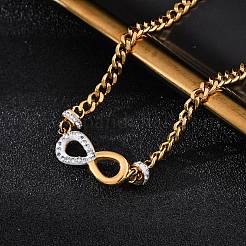 Collares colgantes de infinito de acero inoxidable 304 con rhinestone de arcilla polimérica para mujer&nbsp;NJEW-Z065-04G