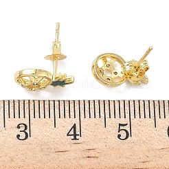 Boucles d'oreilles à tige en laiton et micro pavé de zircones cubiques&nbsp;EJEW-F383-02G-01