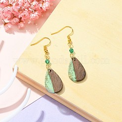 Boucles d'oreilles pendantes en résine et bois de noyer&nbsp;EJEW-JE05445-01