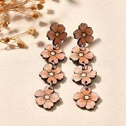 Orecchini pendenti a forma di fiore in acciaio inossidabile 304&nbsp;EJEW-M074-05P