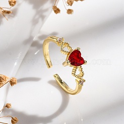 Bagues ouvertes en laiton plaqué or avec micro pavé de zircones cubiques pour femmes&nbsp;RJEW-M028-90G