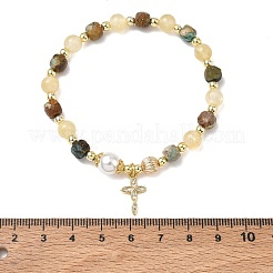 Bracelets extensibles en laiton sertis de micro-pavés de zircone cubique transparente&nbsp;BJEW-JB14378-01