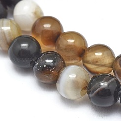 Chapelets de perles en agate à rayures naturelles/agates à bandes&nbsp;G-I254-03A