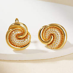 Pendientes de latón con circonitas cúbicas transparentes en forma de espiral&nbsp;HY3681-2