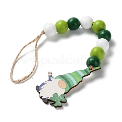 Decorazione pendente con gnomo in legno per il giorno di San Patrizio&nbsp;HJEW-G023-01B