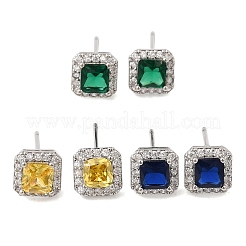 Pendientes de tuerca de circonio cúbico con micro pave de latón&nbsp;EJEW-G471-06P