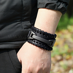 1 Stück Kunstleder-Kordelarmbänder für Männer mit Legierungsschnalle&nbsp;AJEW-GF0011-49B