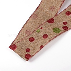 Ruban de toile de jute de noël&nbsp;SRIB-WH0006-15E