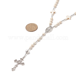 Collana rosario in pietra lavica naturale e turchese sintetico&nbsp;NJEW-JN04237-02
