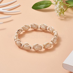 Gefärbte synthetische Meeresschildkröten-Stretch-Armbänder für Damen&nbsp;BJEW-JB09934-02
