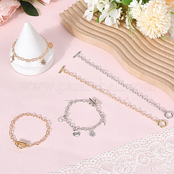 12 Stück 2 Farben Legierung Kabelkette Armbänder für Frauen Männer&nbsp;BJEW-SC0001-60