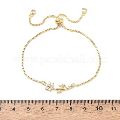 Bracelets coulissants réglables en laiton avec micro pavé de zircons cubiques transparents&nbsp;BJEW-C156-09G-03
