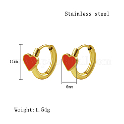 Orecchini a cerchio a forma di cuore con conchiglia naturale&nbsp;AJEW-U002-02G