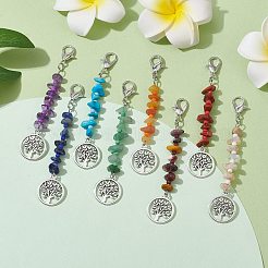 8 pezzo di decorazioni pendenti in lega di stile tibetano dell'albero della vita&nbsp;HJEW-JM01666