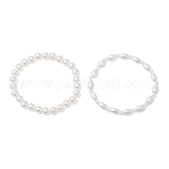 2 Stück Stretch-Armbänder aus ABS-Kunststoff mit Perlenimitat&nbsp;BJEW-JB11909