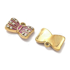 304 Edelstahl Kristall Strass Bowknot Charms&nbsp;STAS-G362-11G