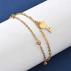 Bracelets porte-clés en acier inoxydable 304&nbsp;BJEW-M097-01B-G