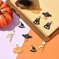 10pcs 10 Arten Halloween-Thema-Legierungs-Emaille-Anhänger&nbsp;ENAM-FS0003-84