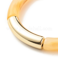 Braccialetto elasticizzato con perline in tubo curvo acrilico con pietra preziosa imitazione&nbsp;BJEW-JB07981-02