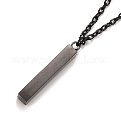 Collier pendentif rectangle avec le mot je t'aime en acier inoxydable 304 avec chaîne en alliage pour femme&nbsp;NJEW-M192-01B