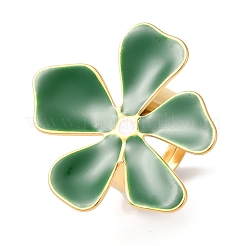 Placcatura ionica dorata (ip) 304 anelli regolabili in acciaio inossidabile smaltato a forma di fiore per donna&nbsp;RJEW-K276-01G-02