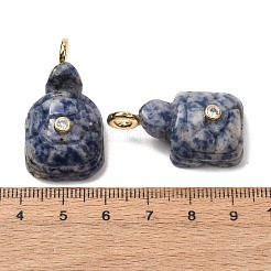 Natürlicher blauer Jaspis mit geschnitzten Anhängern&nbsp;G-H357-03G-12