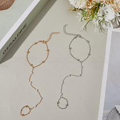 2 stücke 2 farben legierung satellite ketten finger ring armbänder für frauen&nbsp;BJEW-CY0001-09