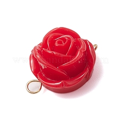 Undurchsichtige Harz rote Rose Blume Verbinder Verbinder Charms&nbsp;PALLOY-JF02750-01
