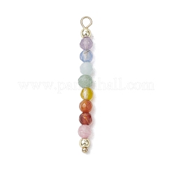 Natürlicher Achat & Karneol & grüner Aventurin & Aquamarin & Amethyst facettierte runde Perlen Chakra Anhänger&nbsp;PALLOY-JF03450