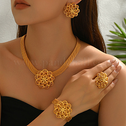 Legierung hohle Blume Armbänder & Ohrringe & Halsketten & Ringe Sets für Frauen&nbsp;AI6728