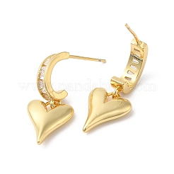 Orecchini pendenti a cuore con zirconi chiari&nbsp;EJEW-F316-07G