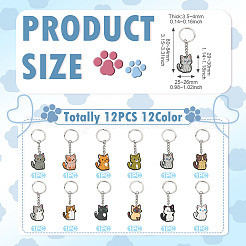 12 Stück 12 Farben Katzenform PVC Anhänger Schlüsselanhänger&nbsp;KEYC-TA0001-57