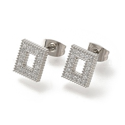Ohrstecker aus 304 Edelstahl mit Mikropavé und klaren Zirkonia&nbsp;EJEW-H018-03P-03