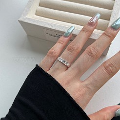 Fischschuppenmuster 925 Sterling Silber Fingerringe&nbsp;RJEW-Q814-13S