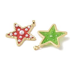 Pendentifs en laiton et résine époxy plaqués sur support&nbsp;KK-Z047-04B-RS