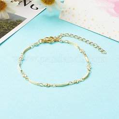 Bracciali a catena a maglie di zirconi chiari intarsiati in ottone&nbsp;BJEW-JB06418