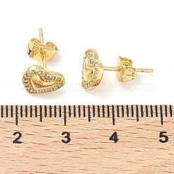 Ohrstecker aus Messing mit Mikropflaster und klarem Zirkonia in Herzform&nbsp;EJEW-P336-03G
