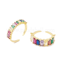 Anello polsino aperto triangolo con zirconi colorati&nbsp;RJEW-B037-03G