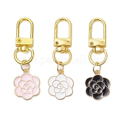 3 Stück 3 Farben Blumenlegierung Emaille Anhänger Dekorationen&nbsp;HJEW-JM02691