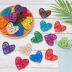 Boules de rotin en forme de cœur 12 couleur&nbsp;AJEW-GF0002-38